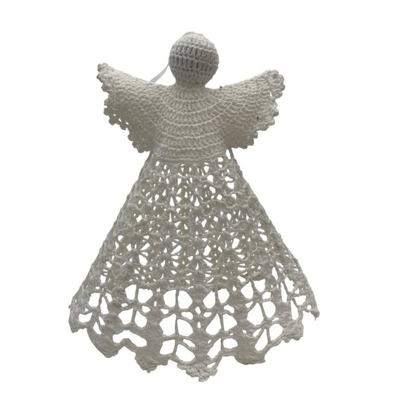 Handcrafted White Crochet Angel Ornament Decoration Christmas Tree Topper - Picture 1 of 6